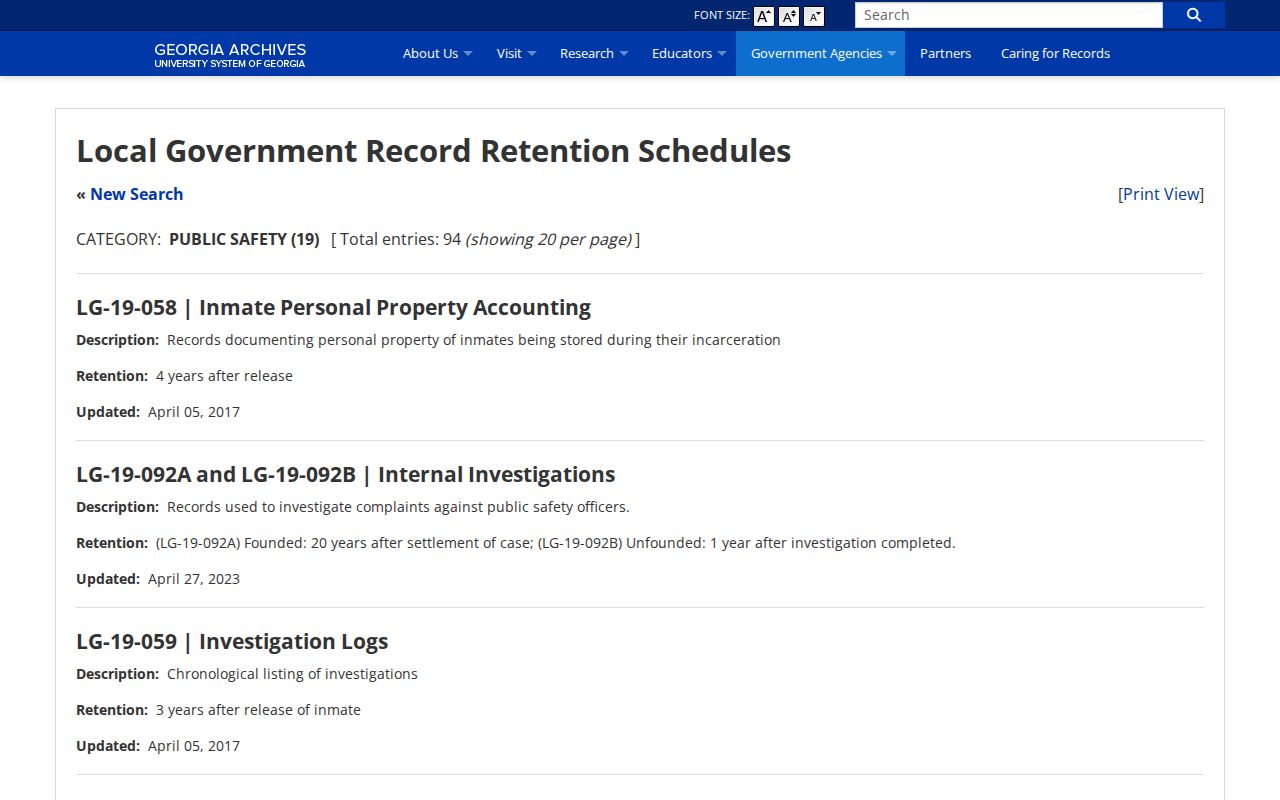 Atkinson County jail booking record retention schedule